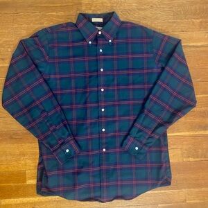 L.L. Bean Shirt Mens 15.5/35 Blackwatch Tartan Plaid Freeport Maine Vintage USA
